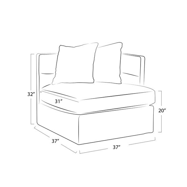 Elise Sectional Right Arm Piece (Olive) Line Drawing